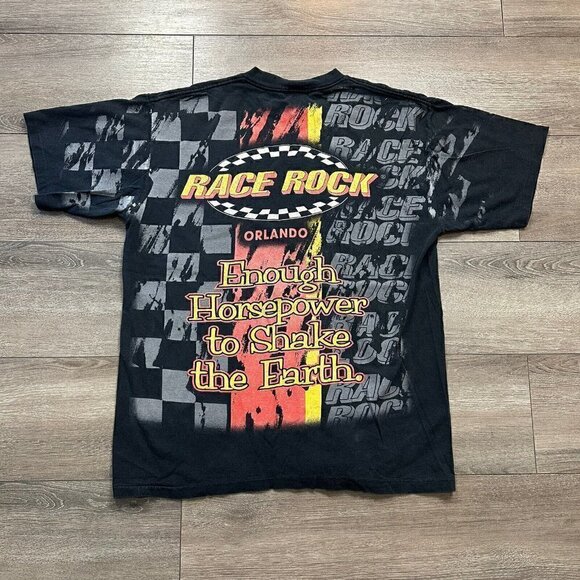 VINTAGE Nascar T Shirt Size XL Race Rock Orlando Black - Picture 2 of 5